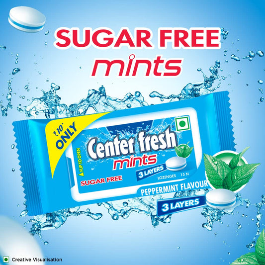 Center Fresh Mint, Sugarfree Peppermint Flavour, 108 Grams