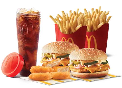 2 Grilled Chicken & Cheese Burger + Chicken McNuggets 6 Pc + 2 Fries (L)