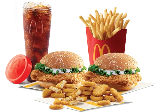 2 McSpicy Chicken Burger + McNuggets 20 Pcs + Fries (L)