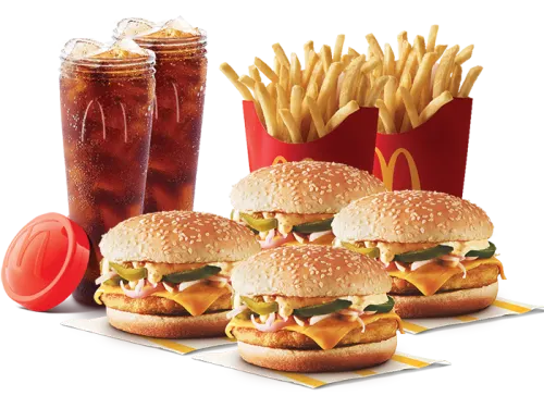 4 Grilled Chicken & Cheese Burger + 2 Fries (M)