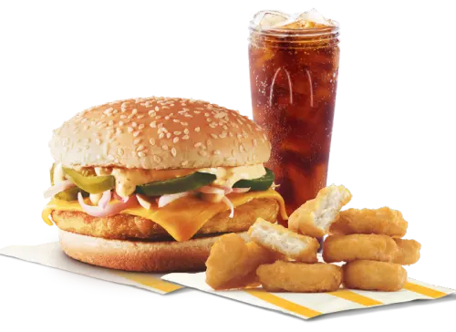 Grilled Chicken & Cheese Burger + 6 Pc Nuggets