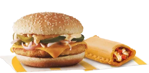 Grilled Chicken & Cheese Burger + Veg Pizza McPuff