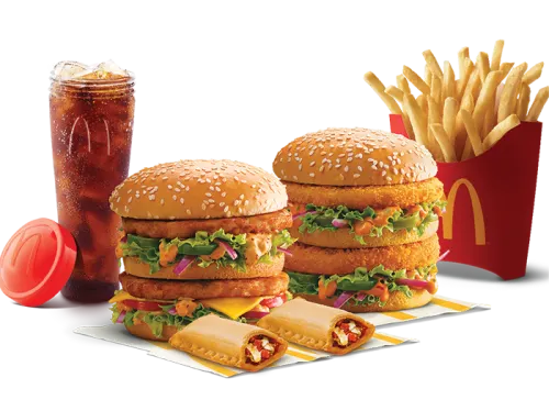 Veg Maharaja Mac + Chicken Maharaja Mac + Fries (L) + 2 Veg Pizza McPuff